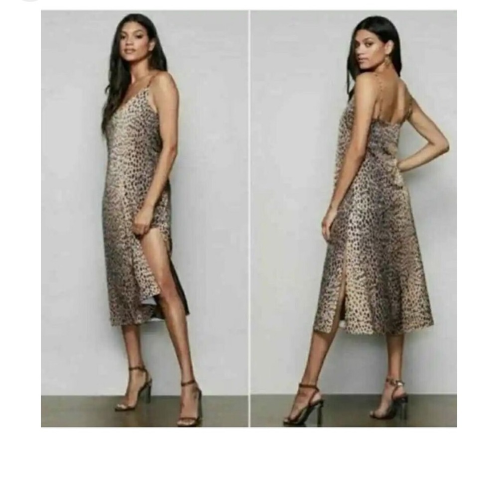 Good American cheetah print slip dress w/slit XS